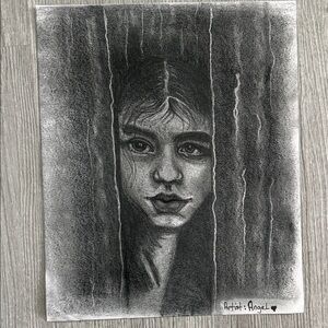 Angel's Charcoal Illustration - Black and Gray Tones